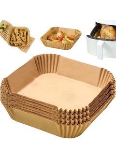Beauenty 100pcs Air Fryer Disposable Paper Liners，Non Stick Parchment Paper for Air Fryer Liners，Square Food Grade Baking Paper for Air Fryer，16cm/6.3inch，Brown  - Image 1