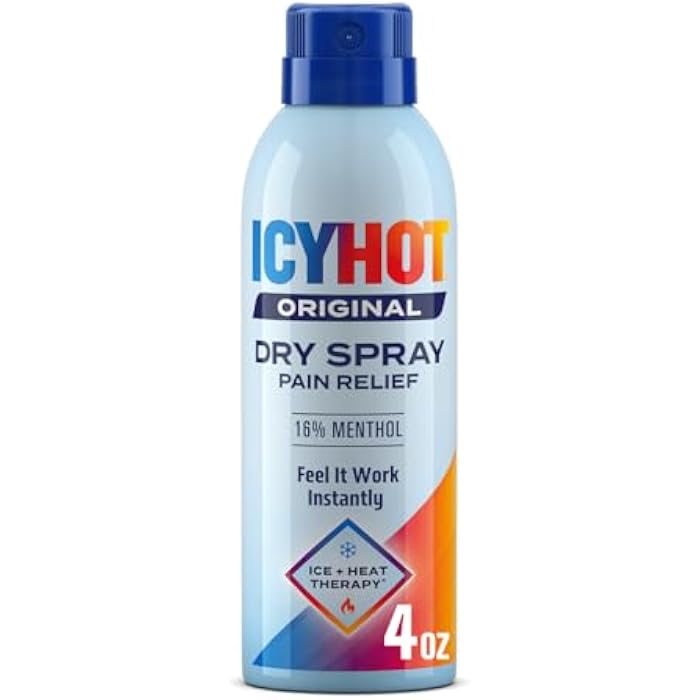 Icy Hot Original Pain Relief Dry Spray, Fast-Acting, Quick-Drying Pain Relief with Max Strength Menthol 16%, Ice and Heat Contrast Therapy for Backaches, Joints, Muscle Strains and Arthritis, 4 oz - Image 1