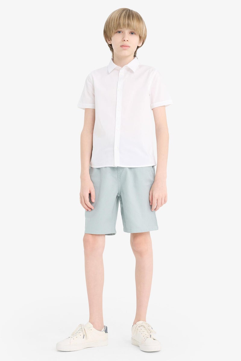 DeFacto White Boy Boy Polo Neck Poplin Short Sleeve Shirt Casual - Image 3