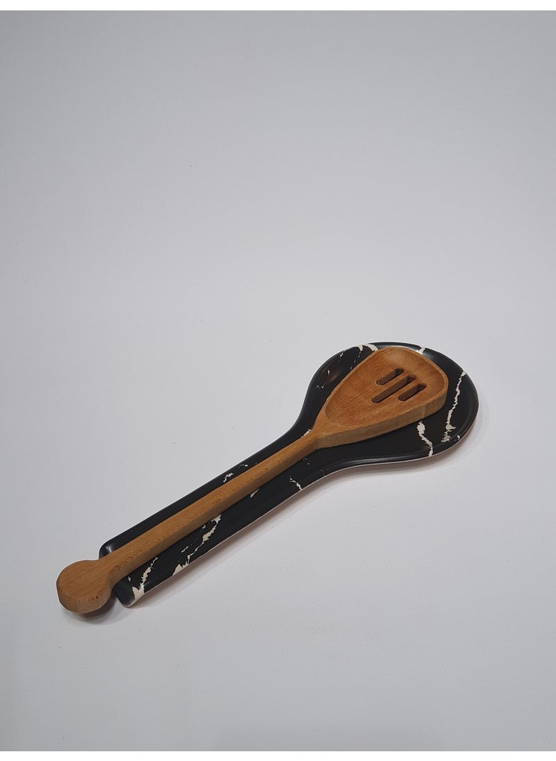 keramika Matte Black Marble Pattern Dirty Cutlery  - Image 2