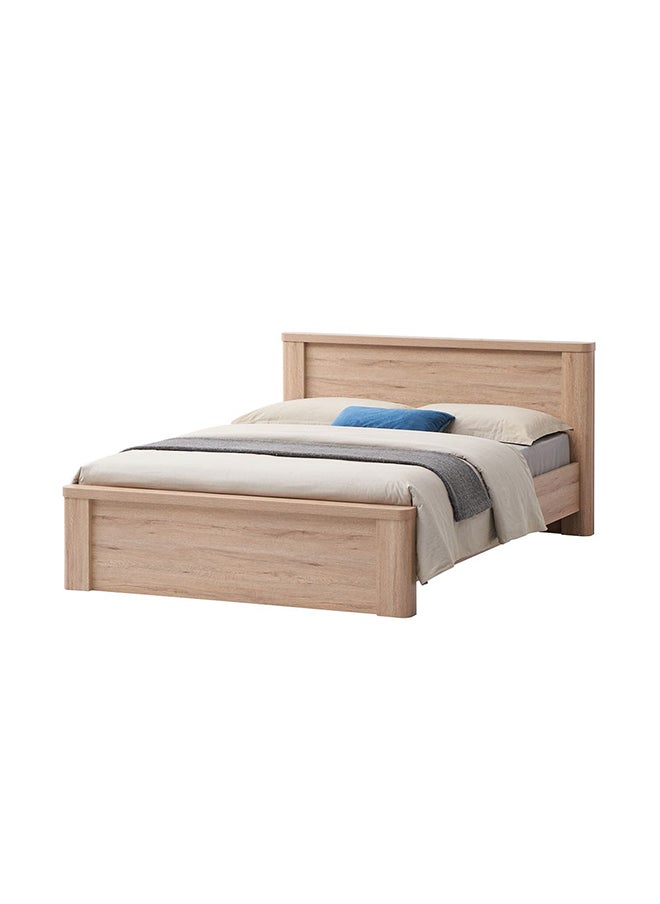 DANUBE HOME إطار سرير Olivos King Size، سرير مزدوج خشبي قوي بتصميم عصري، سرير مريح لغرفة النوم، رمادي/بلوط  - Image 2
