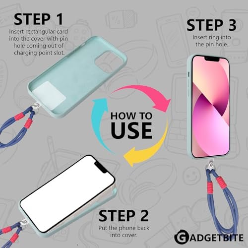 GadgetBite Phone Lanyard for iPhone Sling Hanging Chain Wrist Rope Multipurpose Hand Wrist Strap Cord Universal Anti-Lost Lanyard for Mobile Secure and Stylish - Sky-Blue and Neon Orange - Image 2