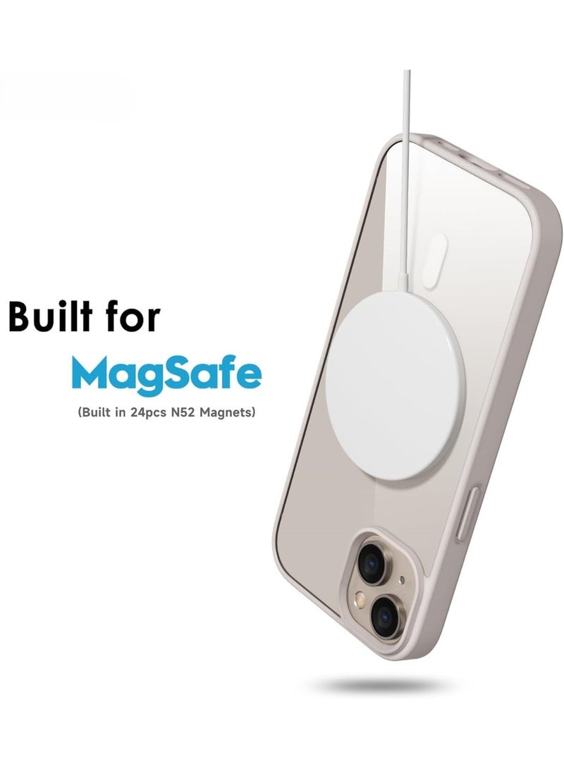 أكاليكس جراب مغناطيسي لهاتف iPhone 15، متوافق مع MagSafe، غطاء فاخر مطلي، جراب هاتف شفاف ناعم مقاوم للصدمات من مادة TPU (تيتانيوم طبيعي) - Image 4