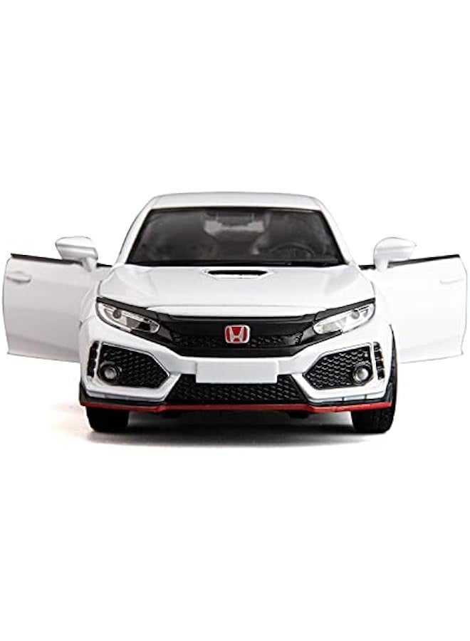 Compatible for 1:32 Diecasting Alloy Honda Civic Type-R Car Model Toy Car，Pull Back Alloy Car with Lights and Sound, Open Door for Kids Gift, Cars for Kids Ages 3-5,Children‘s Gift White - Image 4