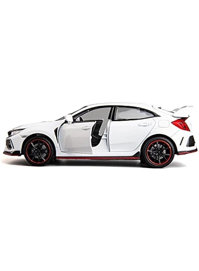 Compatible for 1:32 Diecasting Alloy Honda Civic Type-R Car Model Toy Car，Pull Back Alloy Car with Lights and Sound, Open Door for Kids Gift, Cars for Kids Ages 3-5,Children‘s Gift White - Image 5