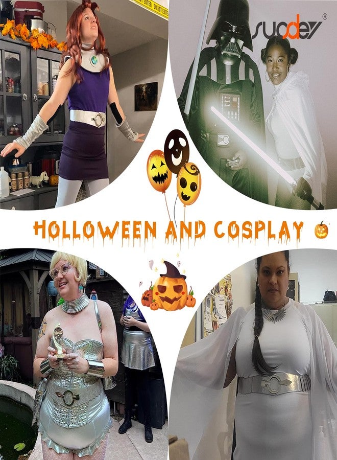 سوزدي حزام خصر مطاطي عريض من SUOSDEY للنساء، مزود بإبزيم فضي سهل الاستخدام، مناسب للفساتين، فضي، مقاس صغير - Image 5