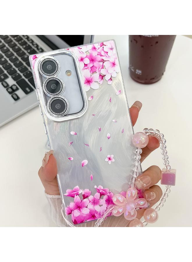 S-TOP Case For Samsung Galaxy A15 5G Electroplating Flowers Plants Texture Wristband TPU Phone Case - Image 1
