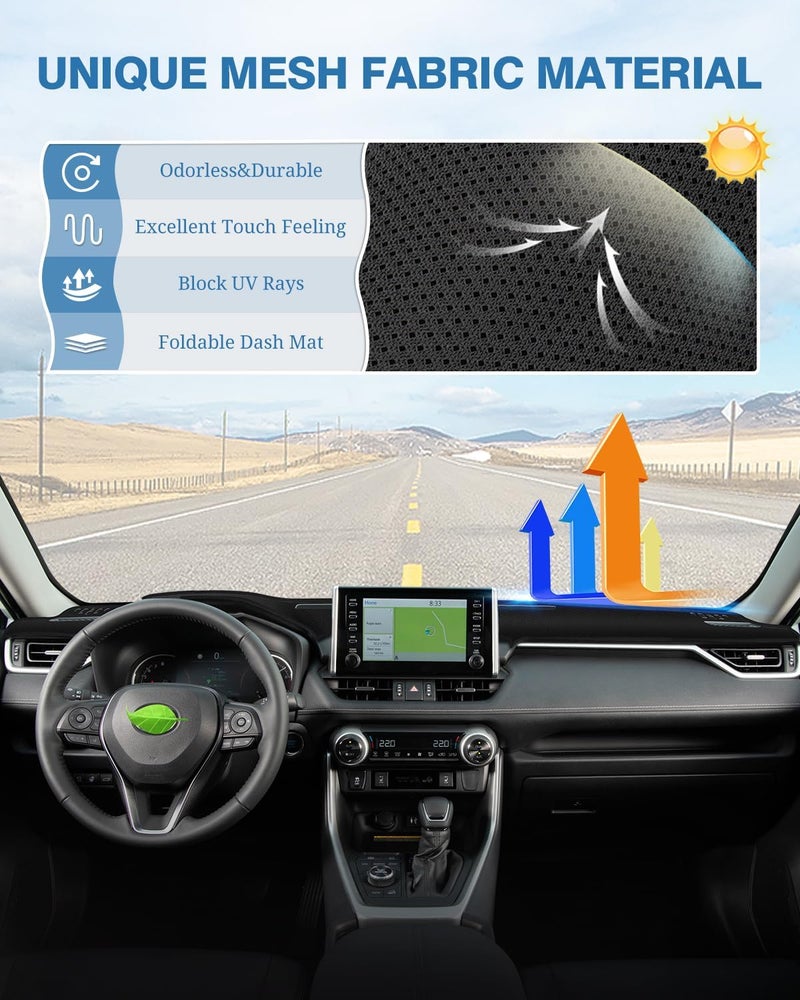 FIILINES Custom sizing alternatives Dash Cover Fit for Toyota RAV4 2019 2020 2021 2022 2023 Dashboard Mat Cover Sunshade Nonslip Mesh Protector No Glare Budget friendly premium quality - Image 5