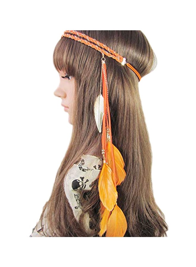 BUYITNOW Braided Feather Headband Orange - Image 2