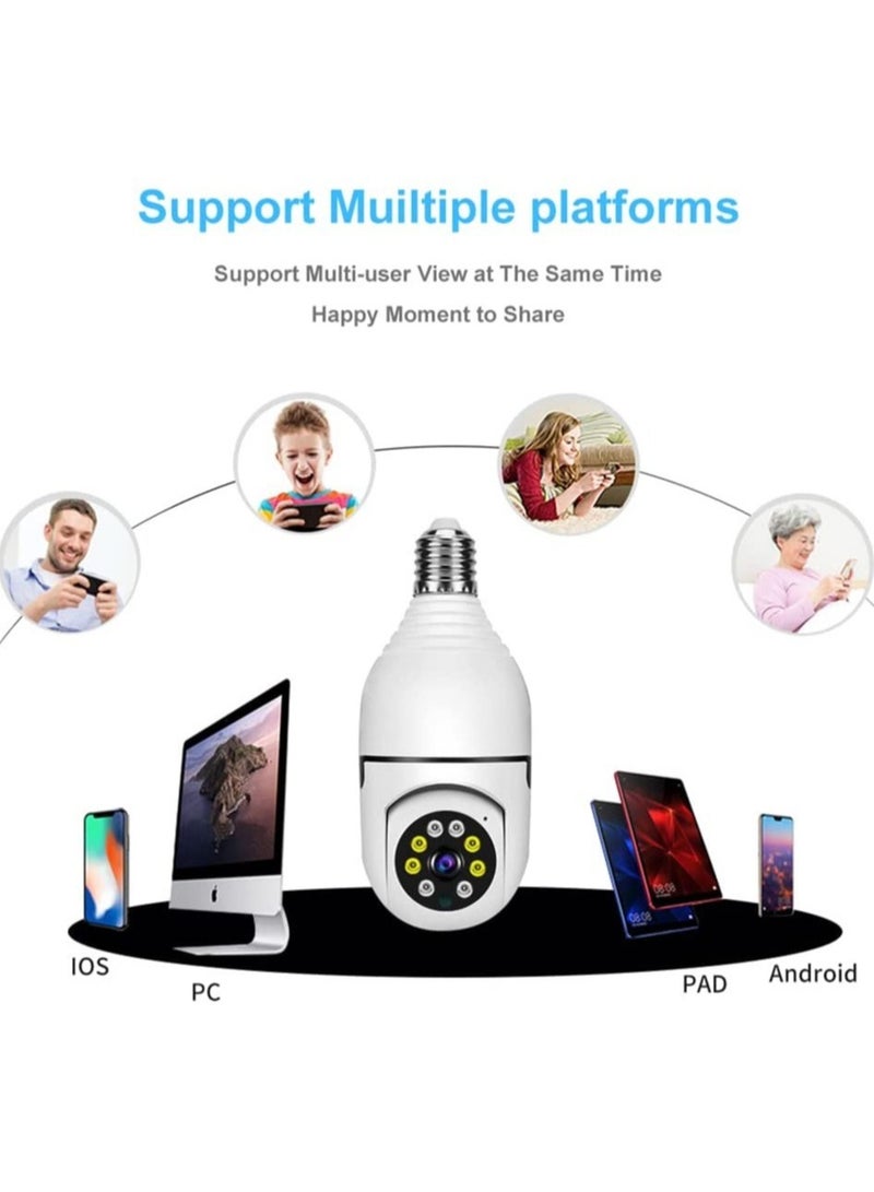 ELTRAZONE 1080P Wireless Tovnet Wifi Pan/Tilt Light Bulb Security Camera, 360 Degrees 3.0MP Cam Home Surveillance CCTV Panoramic IP Camera, with Night Vision - Image 5