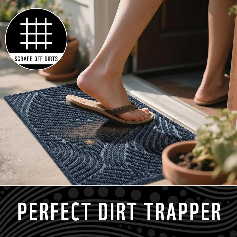 Yimobra Large Door Mat 36x24, All-Weather Waterproof Art Line Outdoor Mats for Front Door, Heavy Duty Non-Slip Welcome Matt for Garage Patio Proch Entryway Indoor, Blue - Image 4