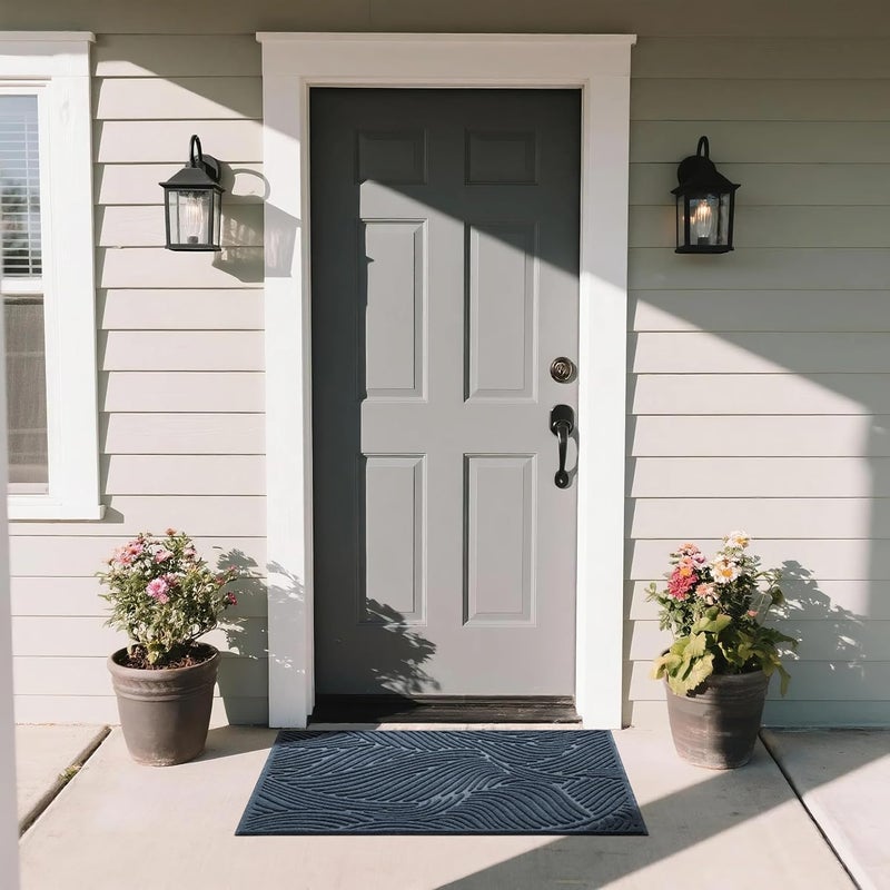 Yimobra Large Door Mat 36x24, All-Weather Waterproof Art Line Outdoor Mats for Front Door, Heavy Duty Non-Slip Welcome Matt for Garage Patio Proch Entryway Indoor, Blue - Image 3