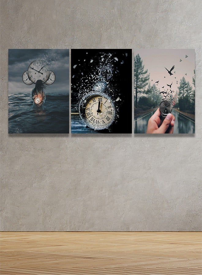 ماركتنا طقم من ثلاث لوحات كانفس على إطار خشبي بتصميم عصري - Image 1