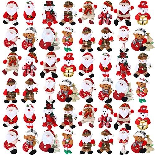 Jerify 48 Pcs Christmas Tree Plush Ornaments Santa Snowman Bear Xmas Decorations Traditional Christmas Tree Pendant Rustic Doll Ornaments Tree for Holiday Party Supplies Cute - Image 1