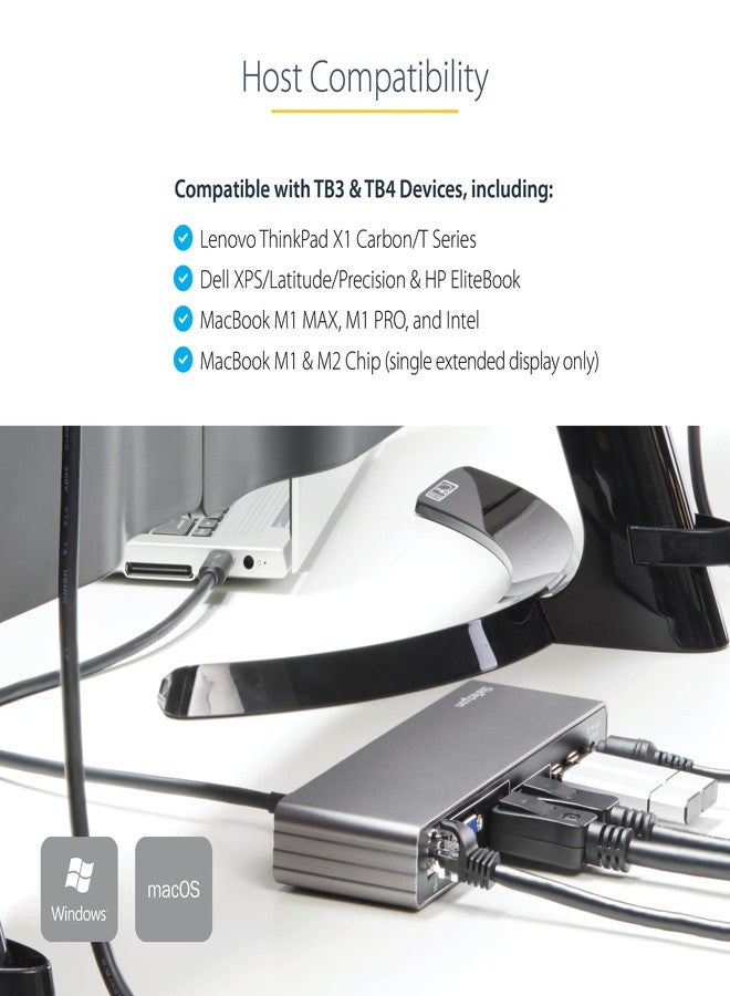 StarTech.com Thunderbolt 3 Dock - Dual 4K 60Hz Monitor TB3 Laptop Docking Station with DisplayPort, HDMI & 1080p VGA - 85W Power Delivery & Charging - 2x USB-A, Ethernet - Mac & Windows, TAA - Image 5