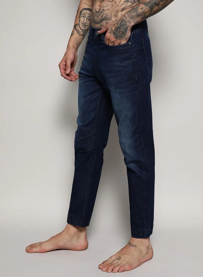Campus Sutra Cinched Hem Jeans with Pockets by Styli