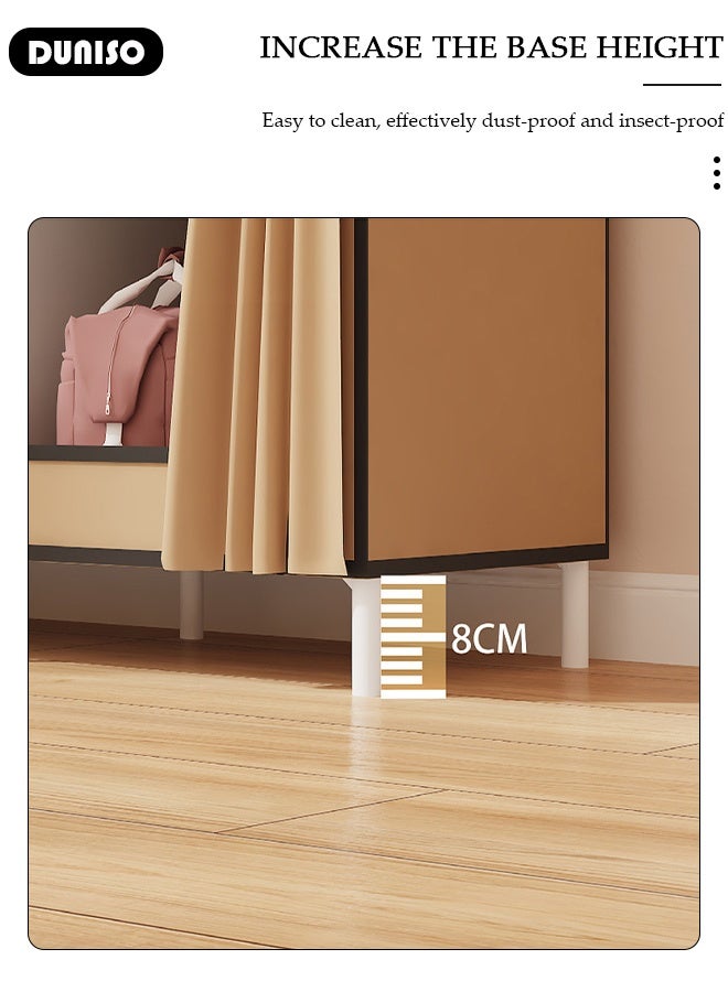 DUNISO Portable Wardrobe Closet Clothes Organizer Large Capacity Storage With Reasonable Zoning ， Storage Shelf with  Non-Woven Fabric,6 Storage Shelves, 2 Hanging Sections，Durable and Easy to Assemble Storage Unit for Bedding - Image 5