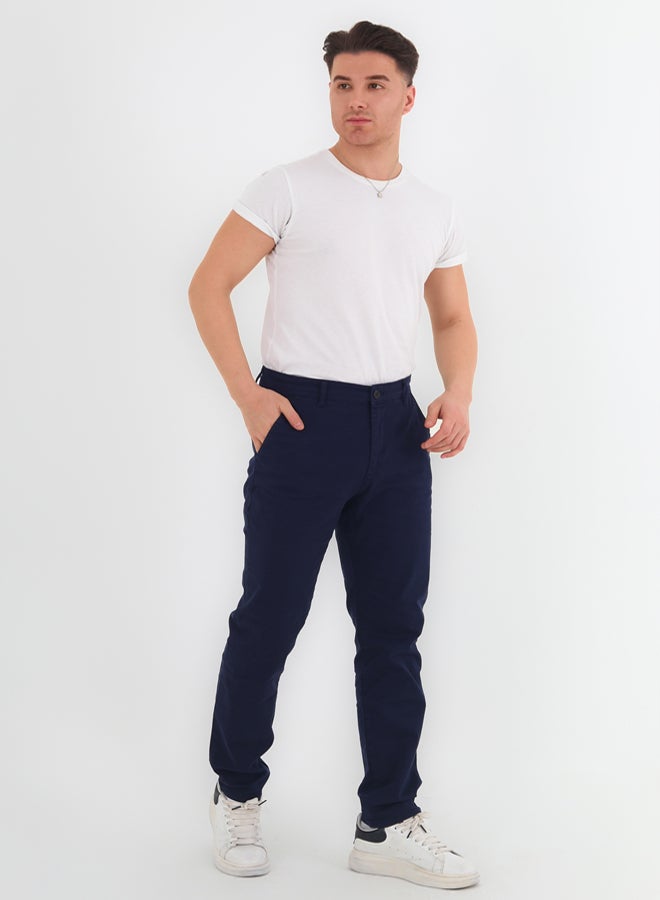 trendyol Navy Blue Regular Fit Basic Chino Flexible Gabardine Trousers - Image 5