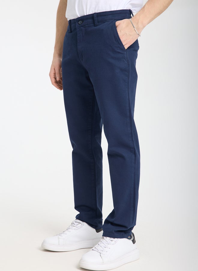trendyol Navy Blue Regular Fit Basic Chino Flexible Gabardine Trousers - Image 1