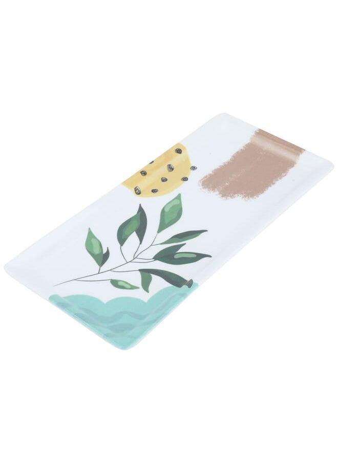 Alsaif Gallery A white rectangular Turkish serving plate with an olive branch pattern  - Image 1