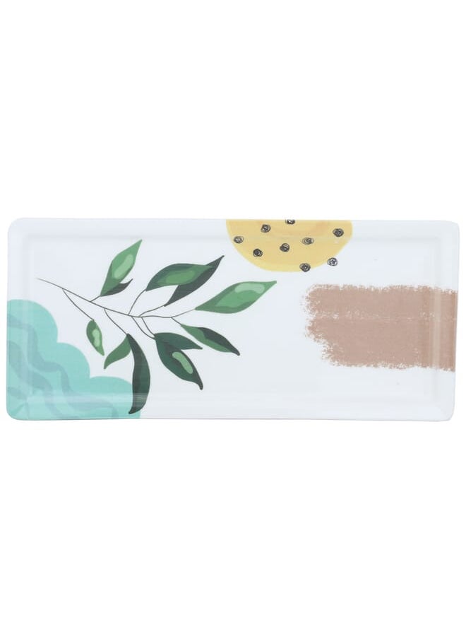 Alsaif Gallery A white rectangular Turkish serving plate with an olive branch pattern  - Image 2