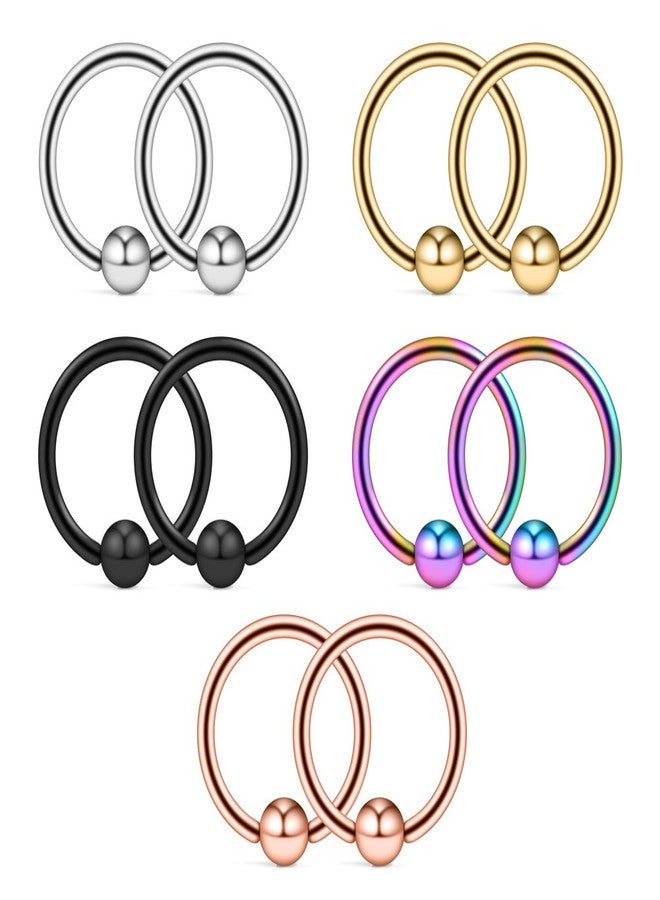Ruifan 10PCS 316L Surgical Steel Captive Bead Rings Nose Belly Eyebrow Tragus Lip Ear Nipple Hoop Ring BCR 16G 6MM - Image 1
