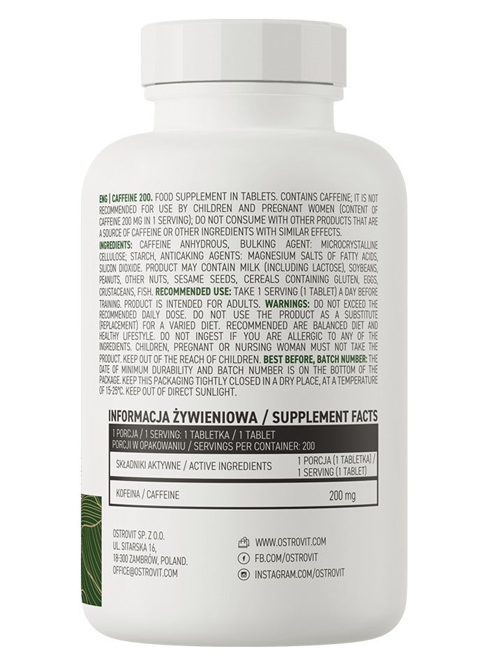 أوستروفيت كافيين 200 مجم، نباتي، 200 قرص - Image 3