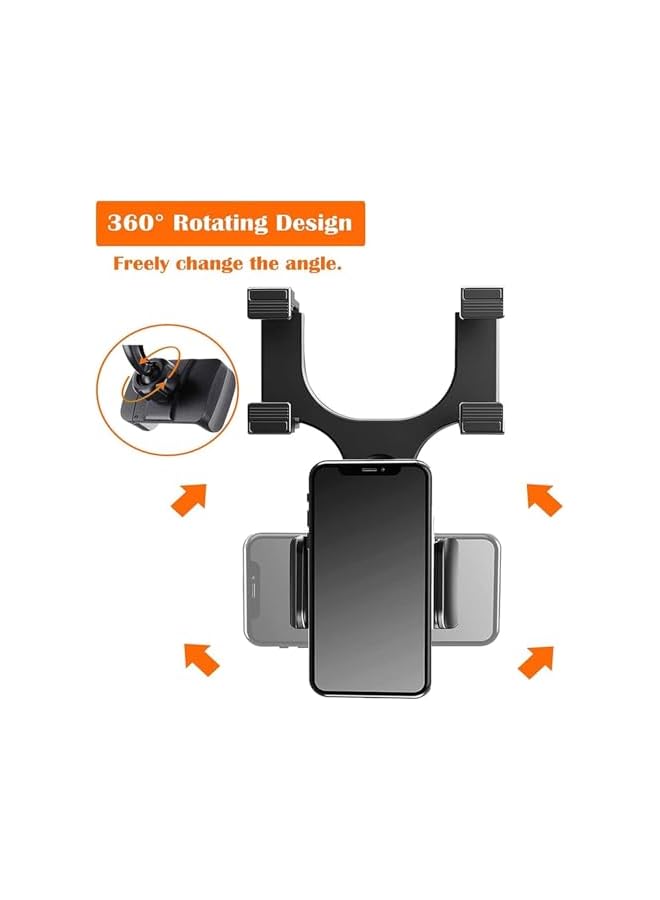 S-TOP Car Rearview Mirror Phone Holder, Universal Smartphone Mount with 360° Rotation and Adjustable Clip, Retractable and Stable Design for Safe Driving, Easy Installation on Most Vehicles - Image 5