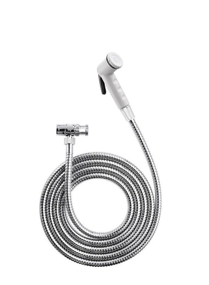 ALGHAFA Alghafa Travel Bidet Sprayer Bidet Set, Silver - with 2.7 meter stainless steel hose connection and sprayer with carrying case  - Image 1