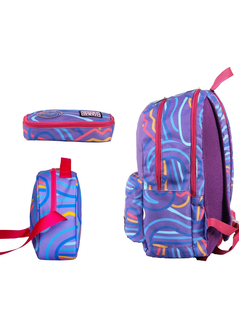 Cambridge Polo Club Wave Double Main Compartment Children Primary School Bag Set