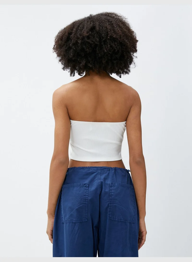 كوتون Viscose Mix Ribbed Strapless Crop Bustier