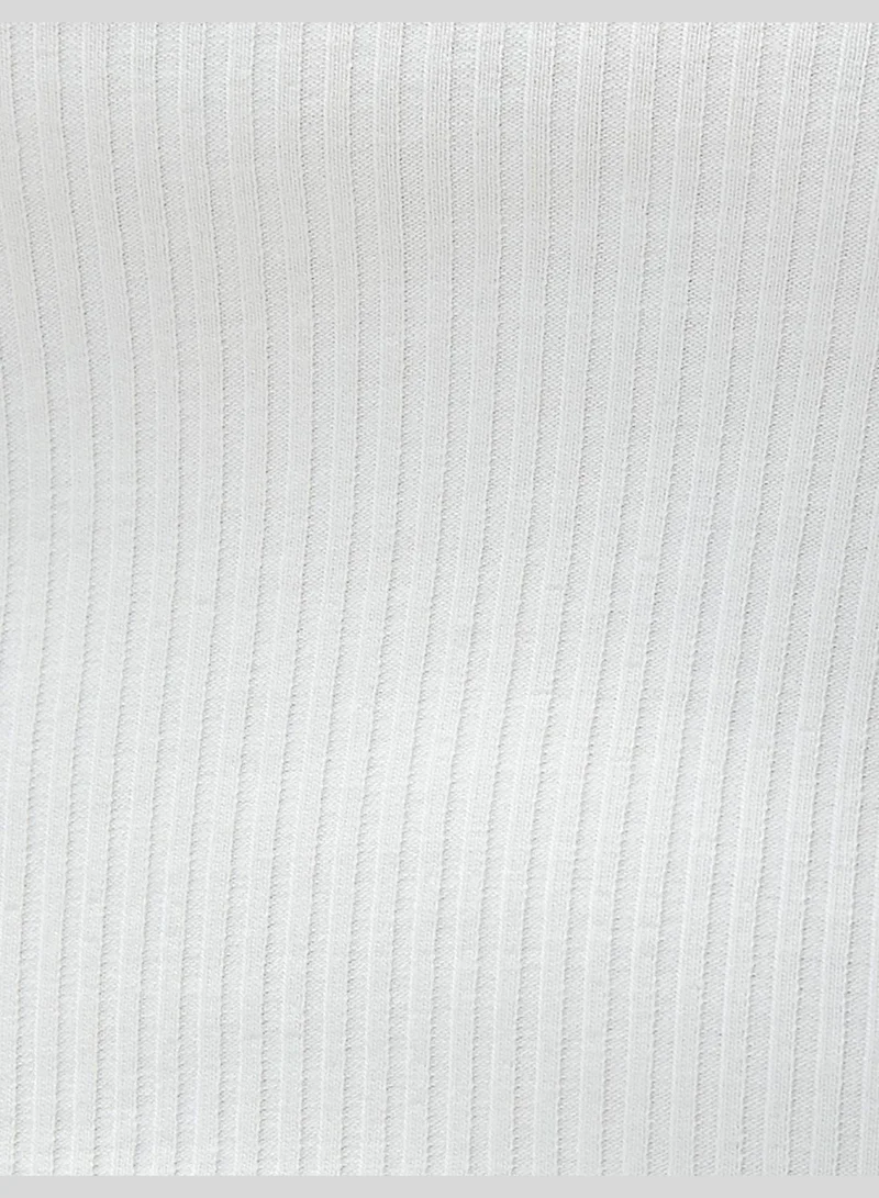كوتون Viscose Mix Ribbed Strapless Crop Bustier