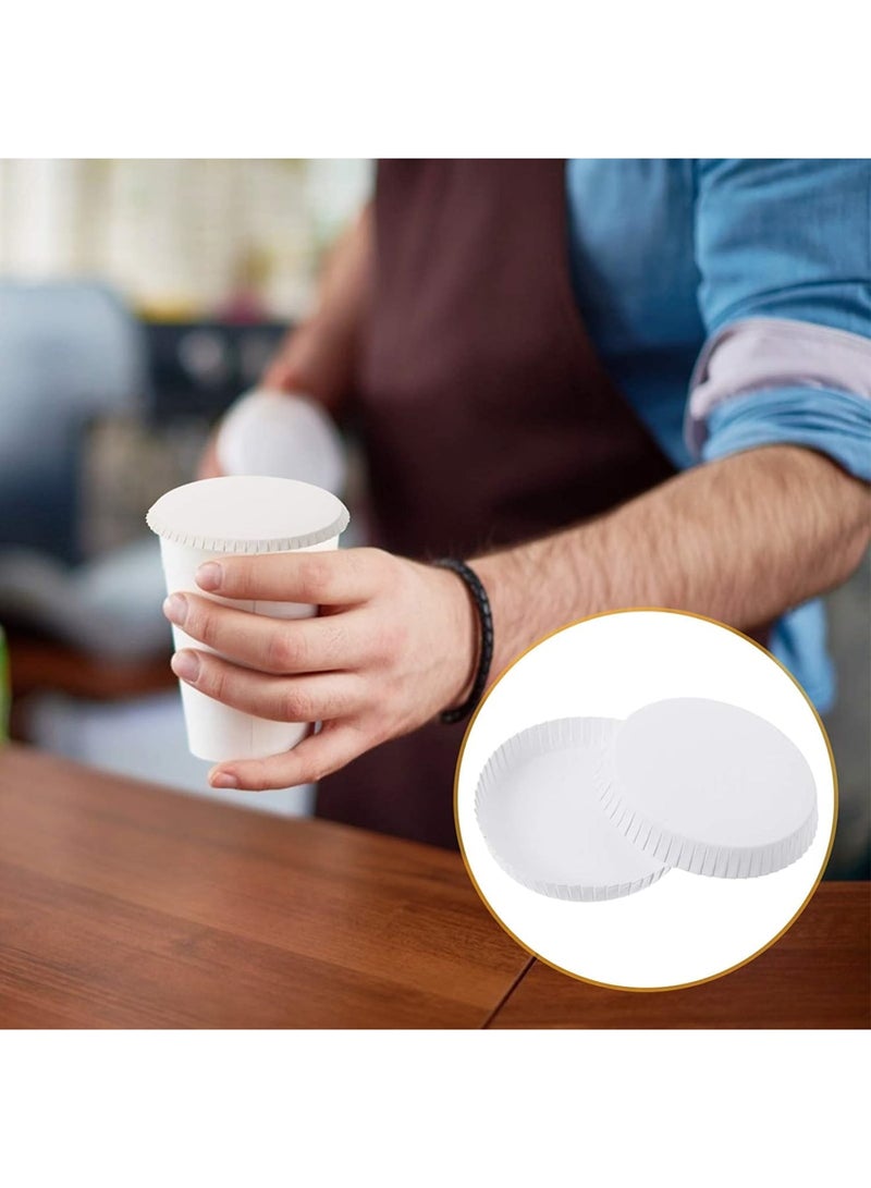 Barakah 100pcs Disposable Paper Cup Covers, Coffee Tea Cup Covers Recycled Paper Drinking Cup Lids Covers Perfect for Travel Hotel Coffee Bar Parties Wedding Home Kitchen (9 X 9CM) - Image 3