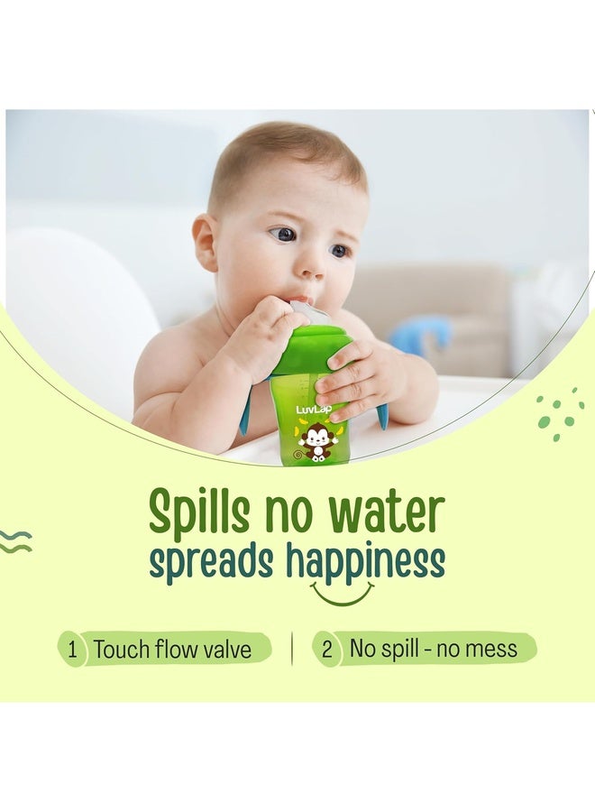 Luvlap Banana Time 210ml Anti Spill, Interchangeable Sipper / Sippy Cup with Soft Silicone Spout and Straw BPA Free, 6m+ (Green) - Image 3