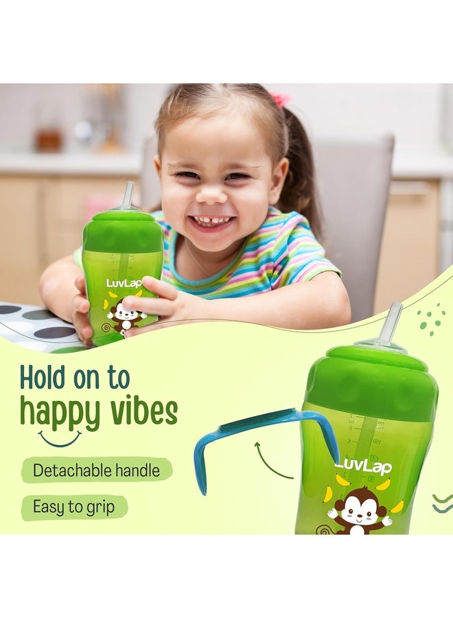 Luvlap Banana Time 210ml Anti Spill, Interchangeable Sipper / Sippy Cup with Soft Silicone Spout and Straw BPA Free, 6m+ (Green) - Image 5