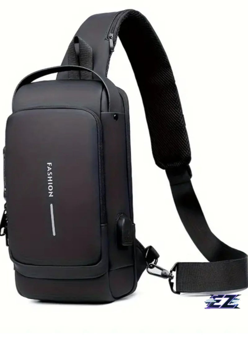 ELTRAZONE Waterproof Oxford Fabric Crossbody Bag with Password Lock - Anti-Theft Motorcycle Chest Pack for Men & Women - Ideal Gift for Valentine's Day, Father's Day, and Birthdays - Image 1