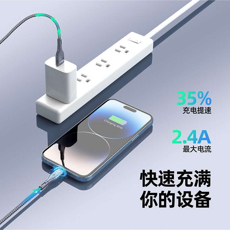 For Apple Iphone Mobile Phone Data Cable Manufacturers Usb To Lightning Nylon Braided Charging Cable - Image 3