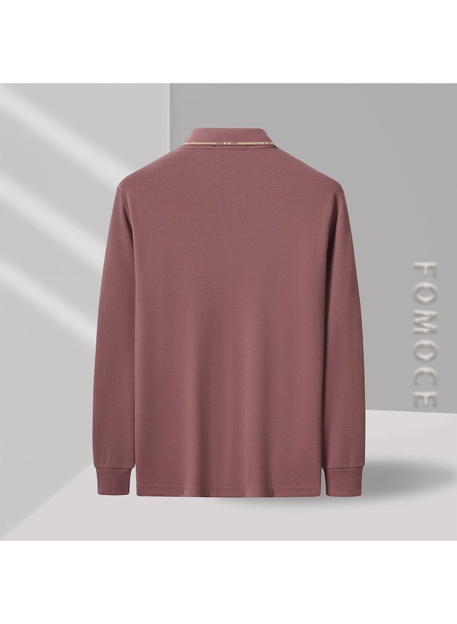 Fomoce 2024 Men's Light Business Long Sleeve Polo Shirt - Image 5
