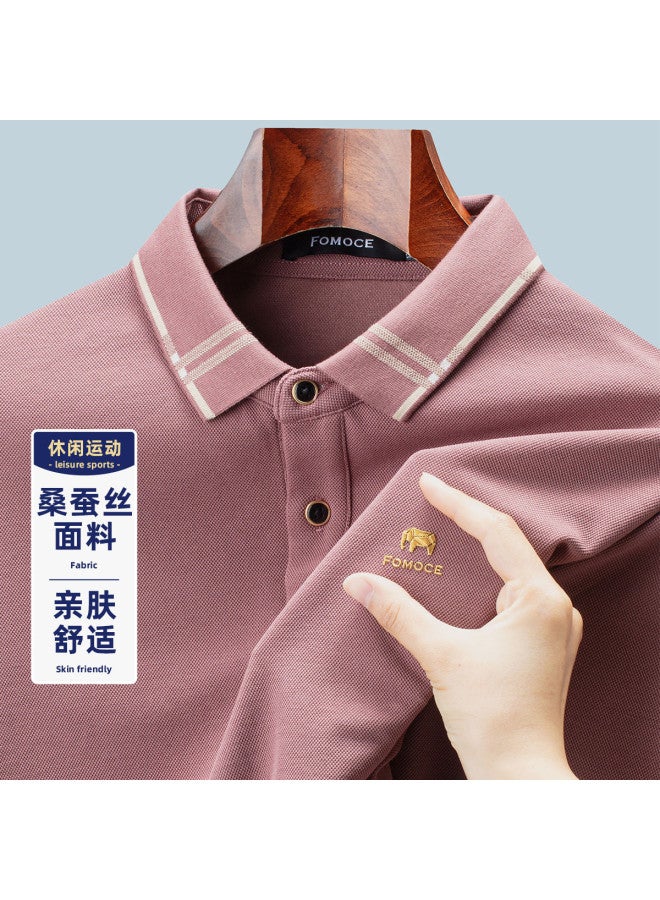 Fomoce 2024 Men's Light Business Long Sleeve Polo Shirt - Image 2
