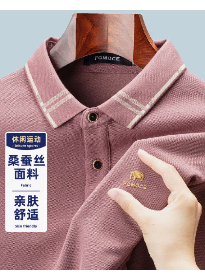 Fomoce 2024 Men's Light Business Long Sleeve Polo Shirt - Image 1