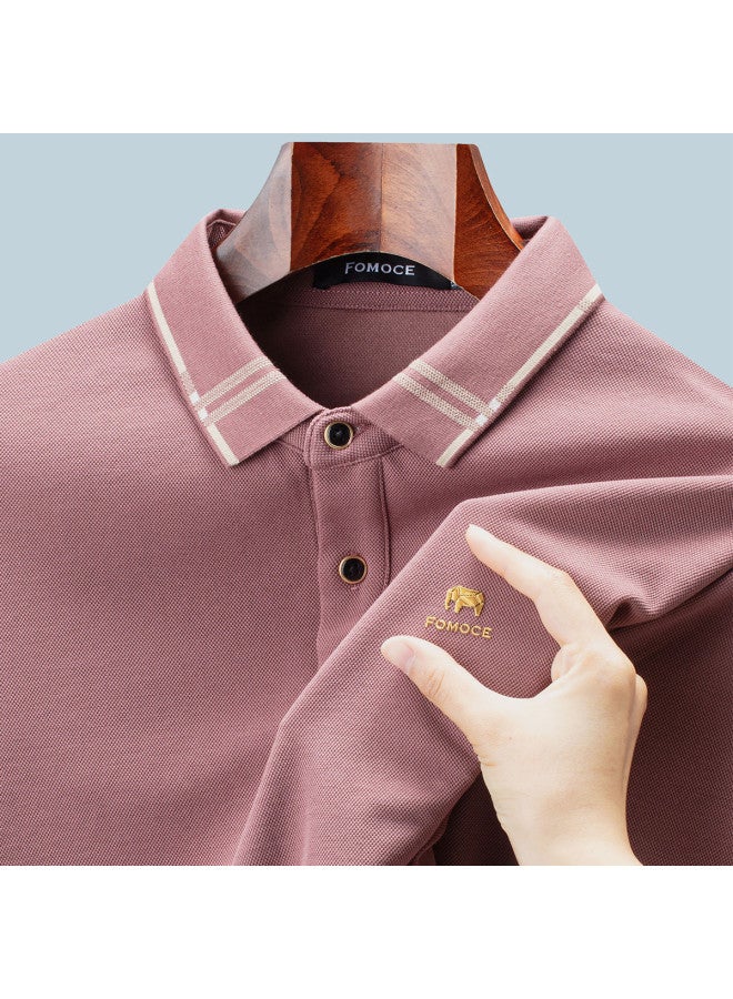 Fomoce 2024 Men's Light Business Long Sleeve Polo Shirt - Image 3