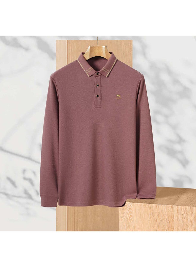 Fomoce 2024 Men's Light Business Long Sleeve Polo Shirt - Image 4