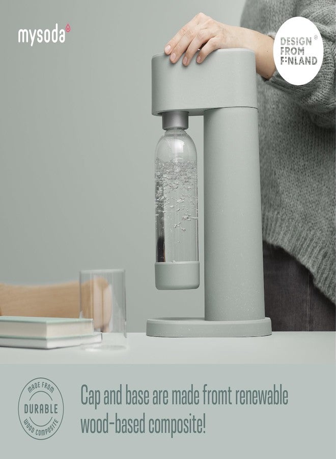 Mysoda Carbonating Bottles 2Pck 1L - Compatible With Drinkmate, Wassermaxx, Aqvia, Sodapop and Levivo - Quick-Lock Reusable Bottles - Lid and Base Made of Wood Composite - BPA Free - Sage Green - Image 3