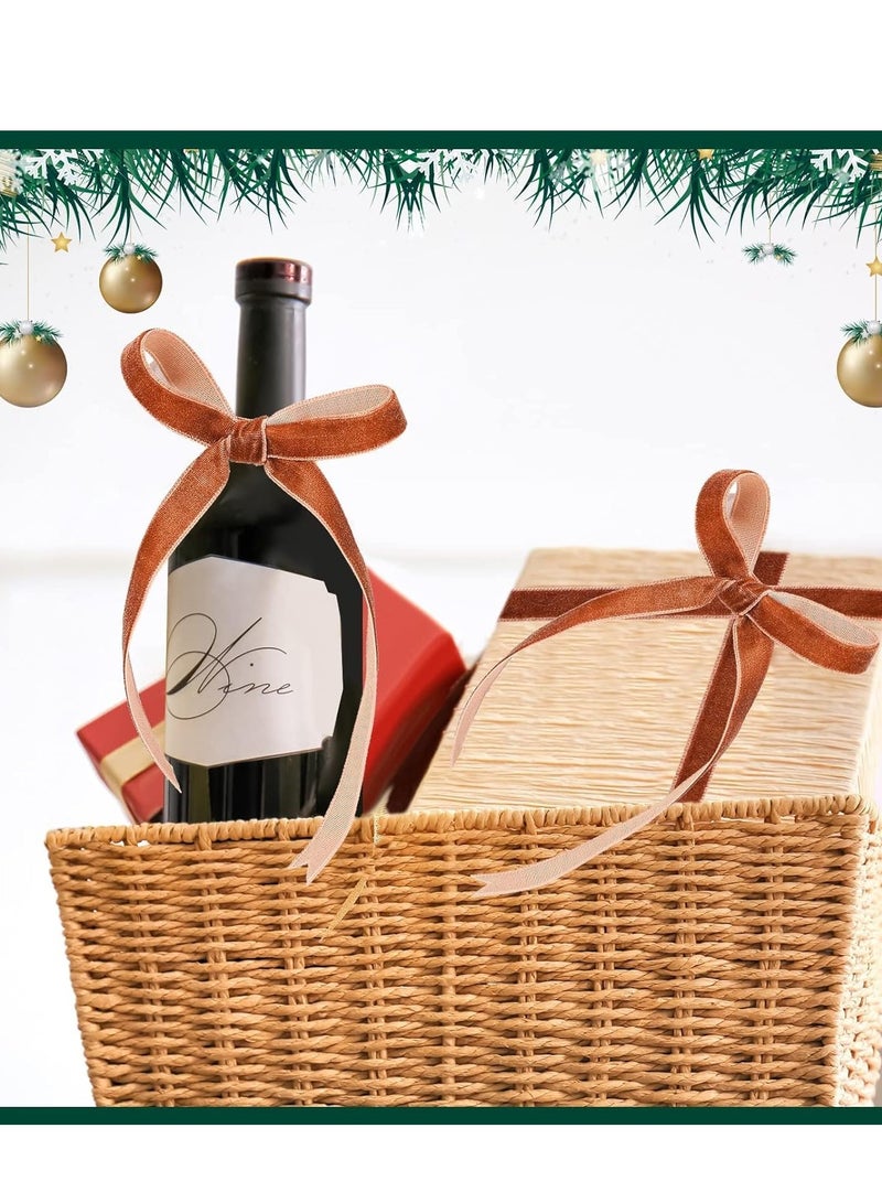 Brown Vintage Velvet Ribbon - 1cm x 60 Yards Satin Spool for DIY Crafts, Wreaths  Gift Wrapping - Image 5