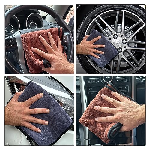 Yellow Weaves Microfiber Car Cleaning Cloth Extra Large (35X75 Cms) Pack Of 2, Grey & Brown Towel For Car/Bike Cleaning Polishing Washing And Detailing Kitchen Cleaning And Dusting Cloth For Home - Image 3