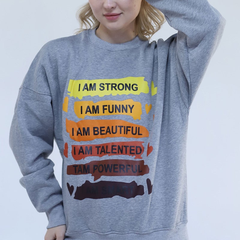 بيبو سويت شيرت مطبوع نسائي _رمادي - Image 3