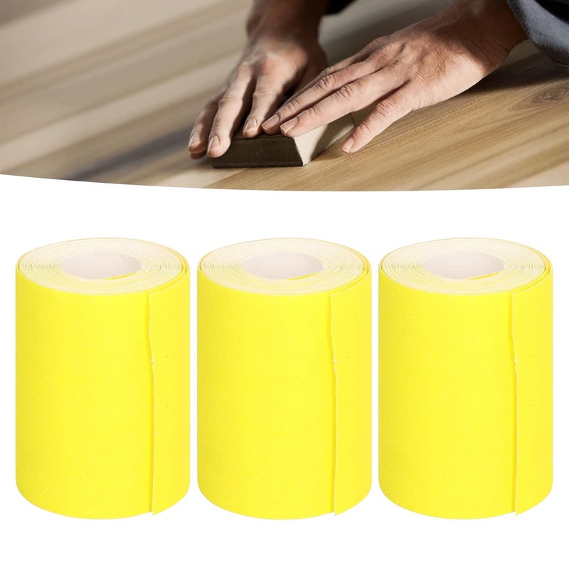 3 Rolls Sandpaper Roll 120 Grit, sive Sheet for Wood Furni, Ceramic Alumina Sanding Paper Roll for Polishing Grinding, Soft ible Sand Paper Roll for Plywood, Leather, Pla - Image 2