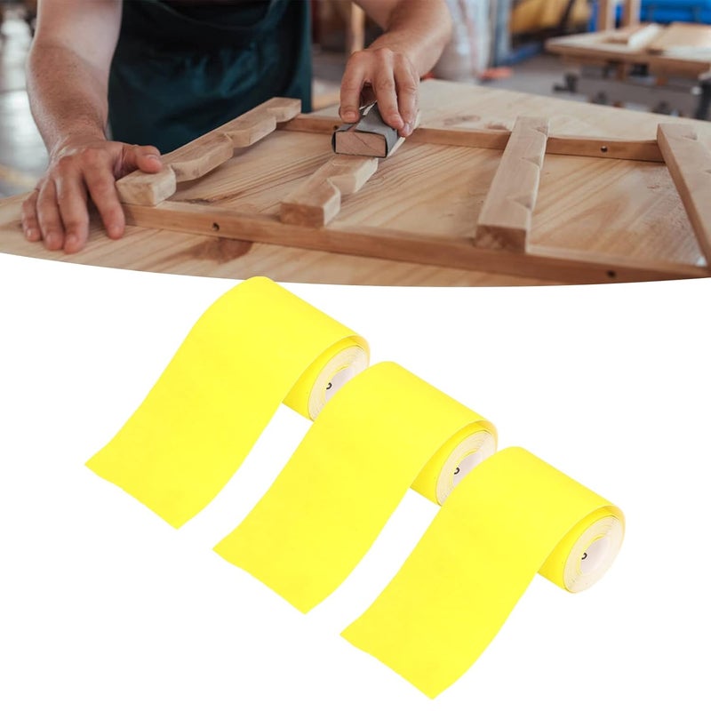 3 Rolls Sandpaper Roll 120 Grit, sive Sheet for Wood Furni, Ceramic Alumina Sanding Paper Roll for Polishing Grinding, Soft ible Sand Paper Roll for Plywood, Leather, Pla - Image 5