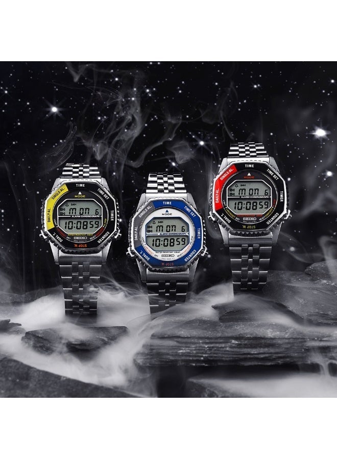 Seiko ساعة روتوكول الرقمية SMGG17P1، علبة فولاذية مقاومة للصدأ بقطر 37 مم، إطار أصفر وأسود، سوار فولاذي مقاوم للصدأ، مقاومة للماء حتى 100 متر - Image 3