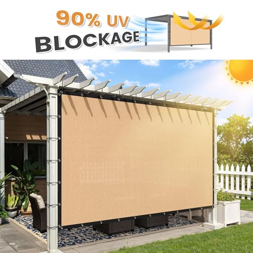 VICLLAX Shade Fabric Sun Shade Cloth Privacy Screen with Grommets for Patio Garden Pergola Cover Canopy 10x10 FT, Wheat - Image 3